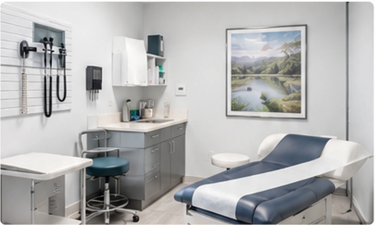 Clean, modern medical examination room