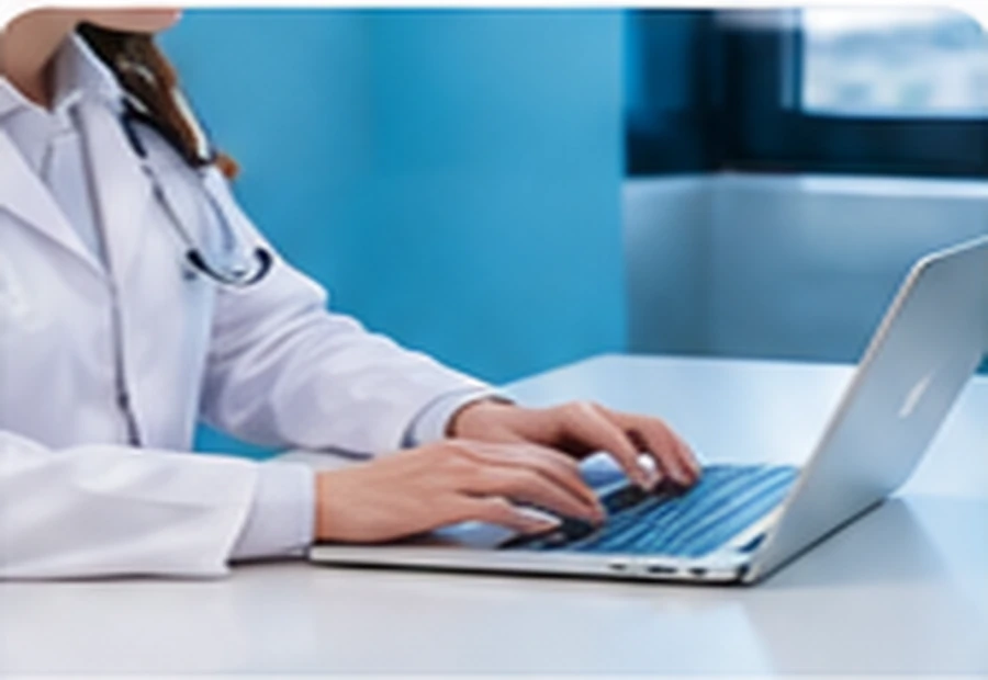 Medical professional reviewing health information on a laptop